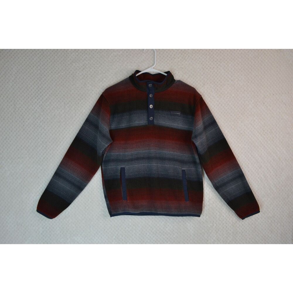 Cinch Boys XL (14) Blue Striped Fleece 1/4 Button Pullover Sweater